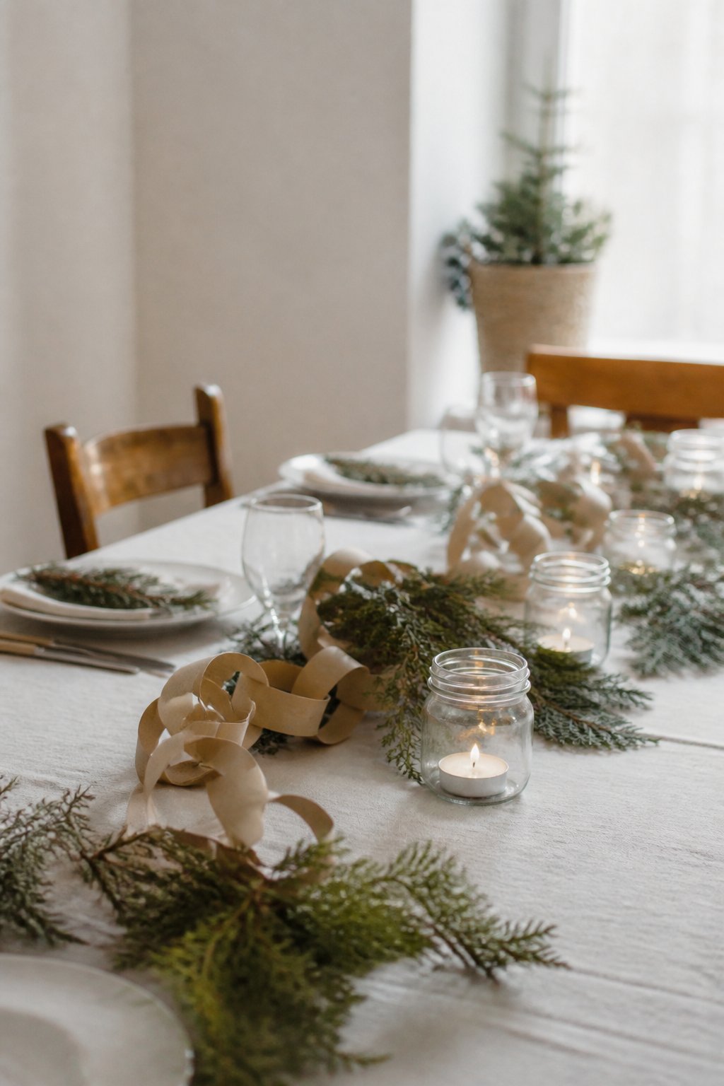 Sur une table de fleuriste en bois clair, un corsage de roses blanches posé à plat près d'un aimant rond, d'une longue épingle à fermoir et d'une...